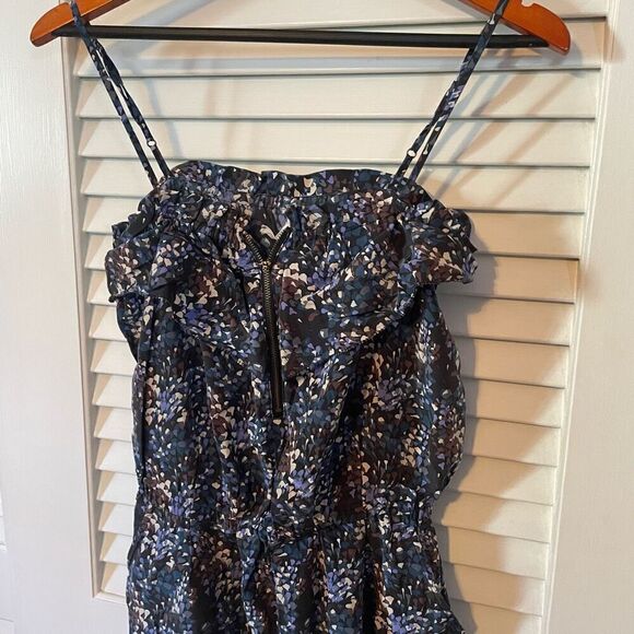 MADEWELL ELIOT | blue purple silk zipper front romper XS - Picture 2 of 8